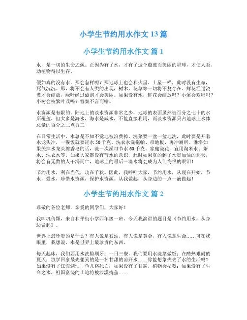 小学生节约用水作文13篇