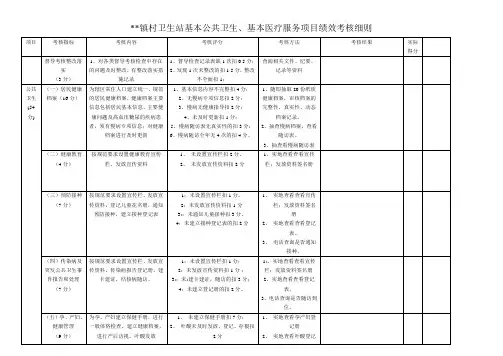 镇村卫生站基本医疗及公共卫生绩效考核细则