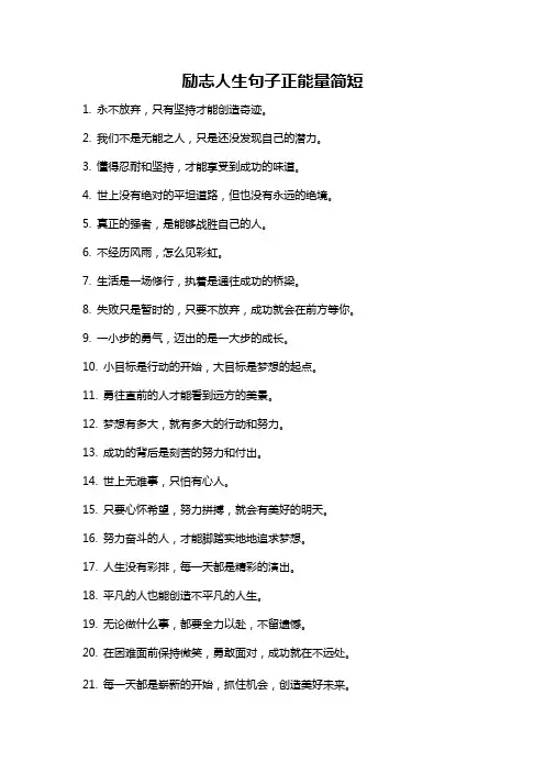励志人生句子正能量简短