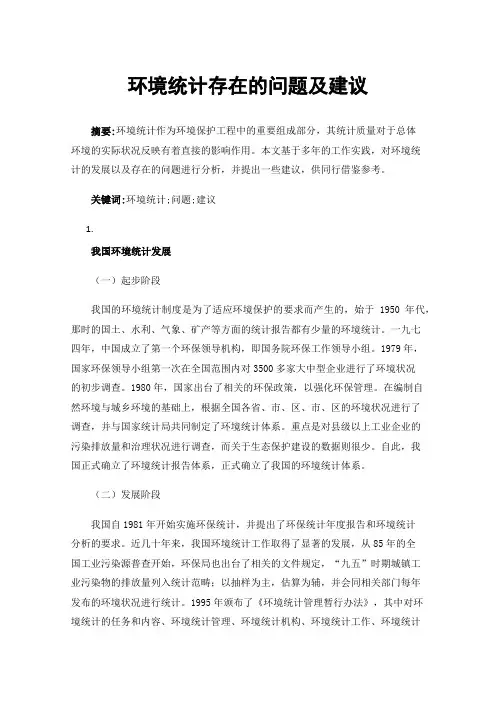 环境统计存在的问题及建议