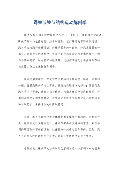 踝关节关节结构运动解剖学