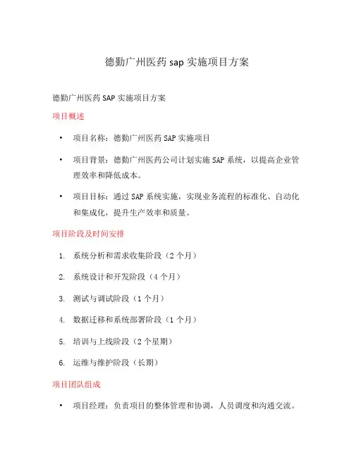 德勤广州医药sap实施项目方案