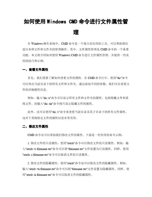 如何使用Windows CMD命令进行文件属性管理