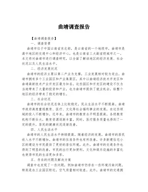 曲靖调查报告