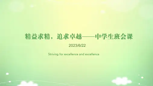 精益求精追求卓越中学生班会课件