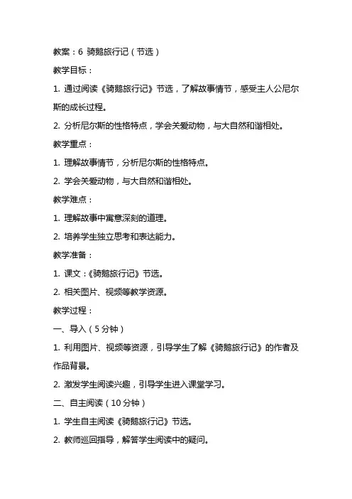 6 骑鹅旅行记(节选)(教案及教学反思)