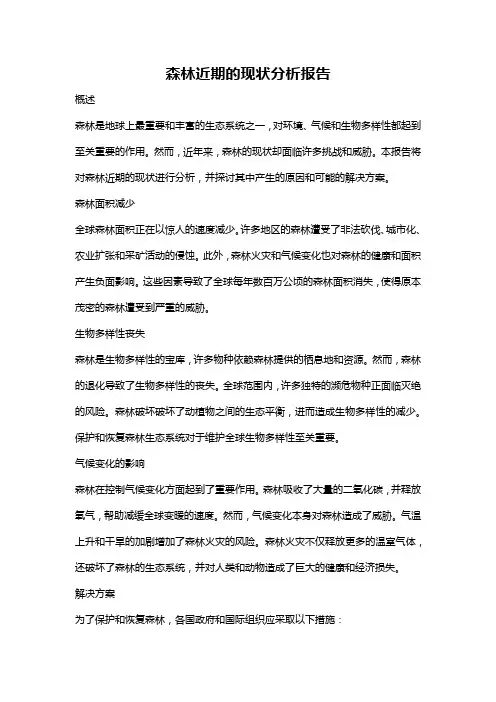 森林近期的现状分析报告