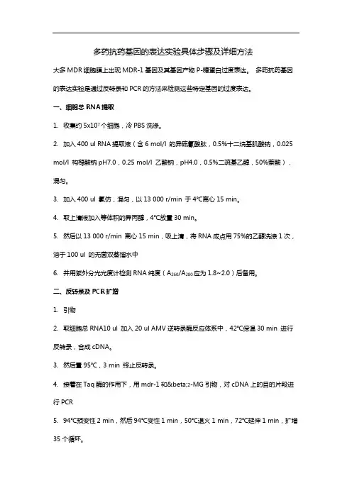 多药抗药基因实验具体步骤及详细方法