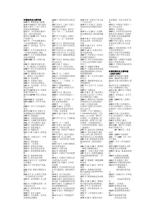 中国近代史纲要大事件年表
