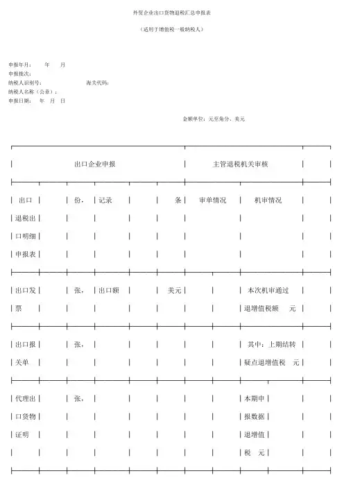 外贸企业出口货物退税汇总申报表
