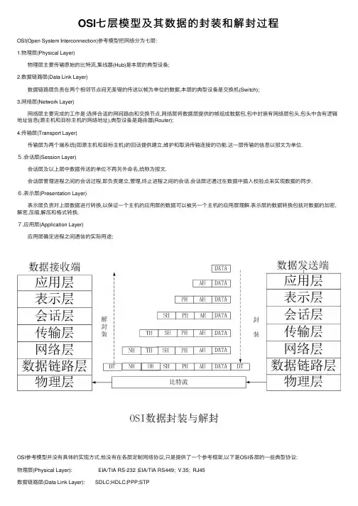 OSI七层模型及其数据的封装和解封过程