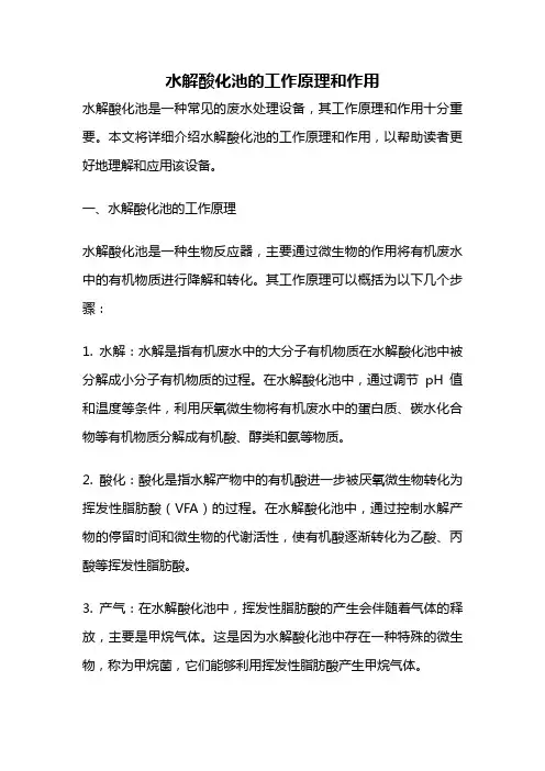 水解酸化池的工作原理和作用