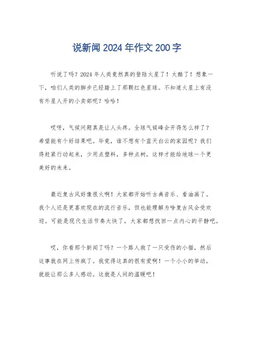 说新闻2024年作文200字