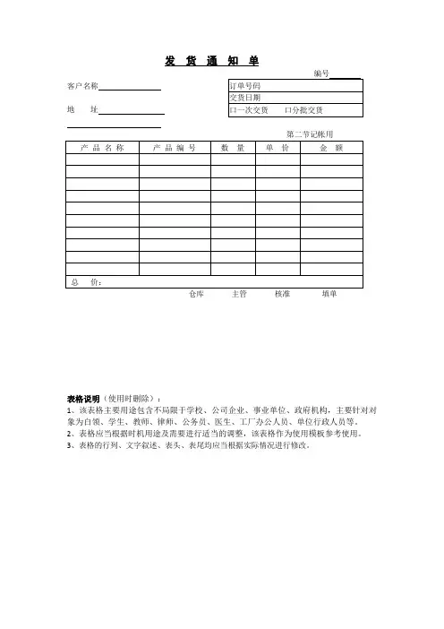 发货通知单