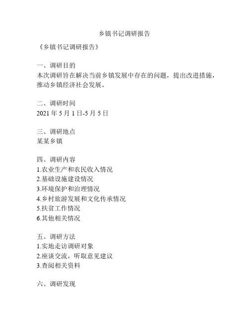 乡镇书记调研报告