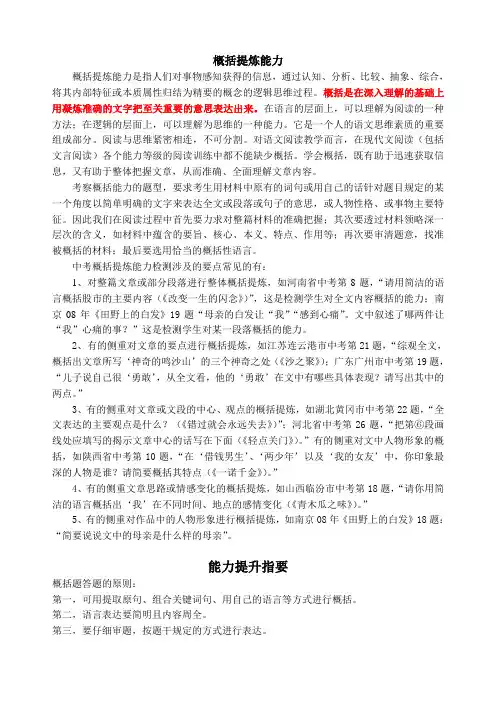 概括提炼能力