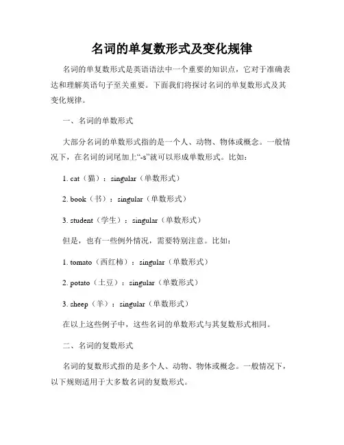 名词的单复数形式及变化规律