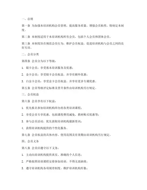 培训机构会员管理制度模板