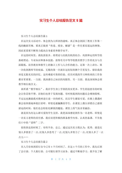 实习生个人总结报告范文5篇
