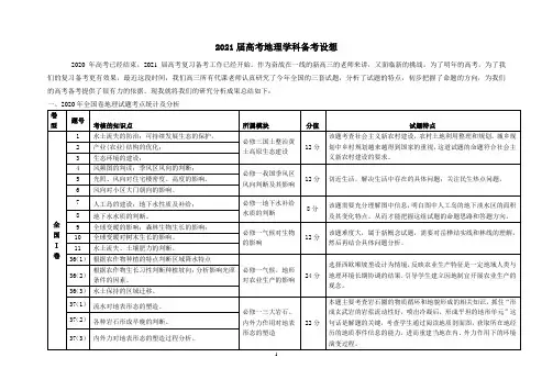 2021届高考地理备考设想