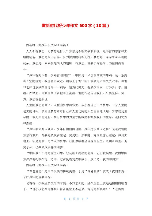 做新时代好少年作文600字(10篇)
