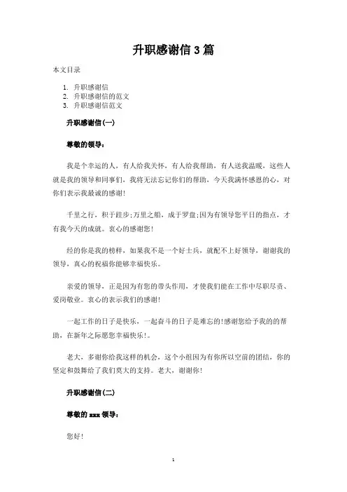 升职感谢信3篇
