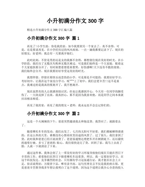小升初满分作文300字