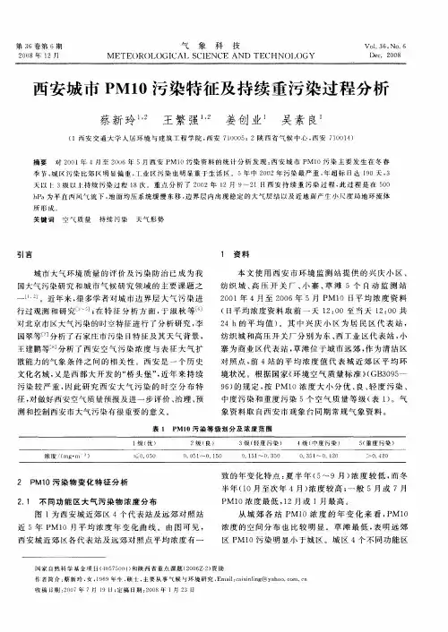 西安城市PM10污染特征及持续重污染过程分析