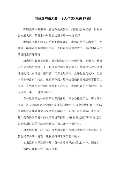 中小学对我影响最大的一个人作文(集锦15篇)