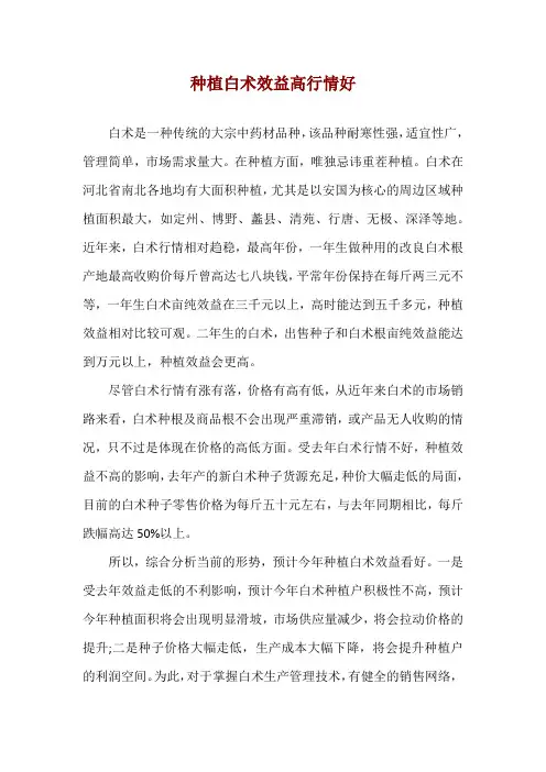 种植白术效益高行情好
