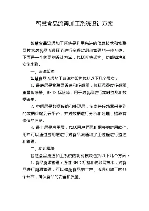 智慧食品流通加工系统设计方案