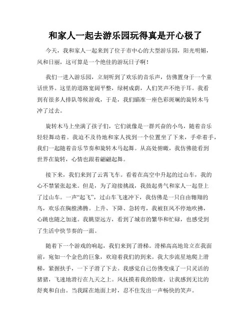 三年级作文那次玩得真高兴之和家人一起去游乐园玩得真是开心极了