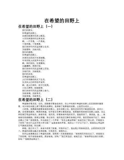 在希望的田野上作文共九篇