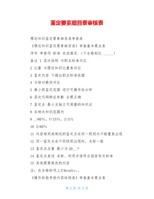 鉴定要素细目表审核表