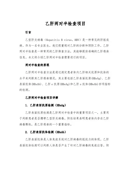乙肝两对半检查项目