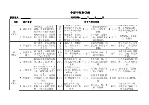 中层干部测评表