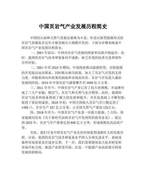 中国页岩气产业发展历程简史