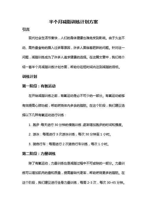 半个月减脂训练计划方案
