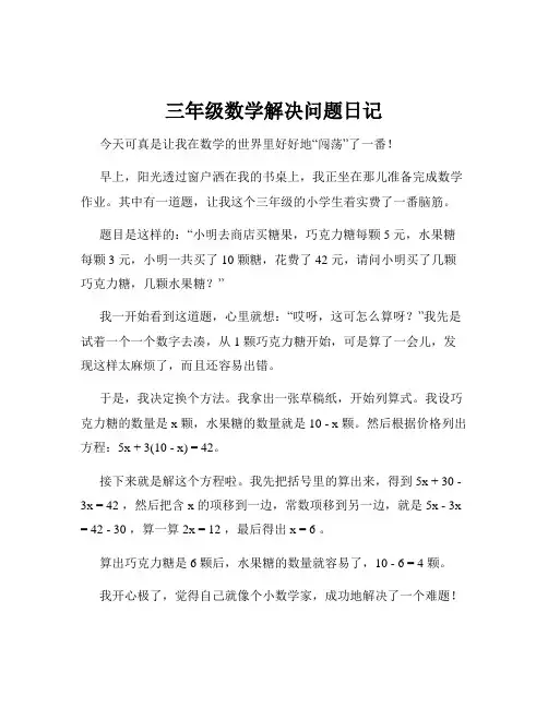 三年级数学解决问题日记