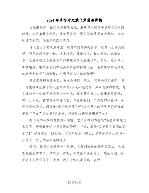 2024年珍惜时光放飞梦想演讲稿(二篇)