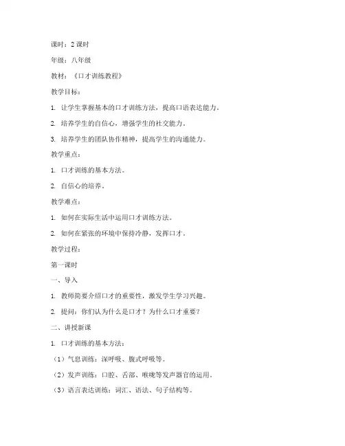 口才老师工作教案模板范文