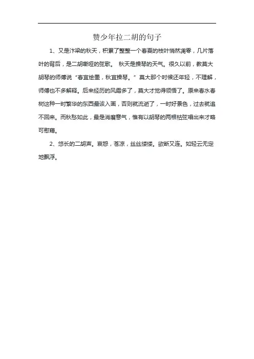 赞少年拉二胡的句子