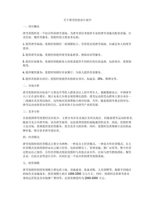 关于滑雪的创业计划书