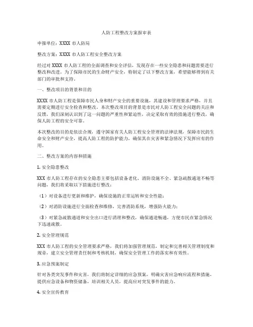 人防工程整改方案报审表