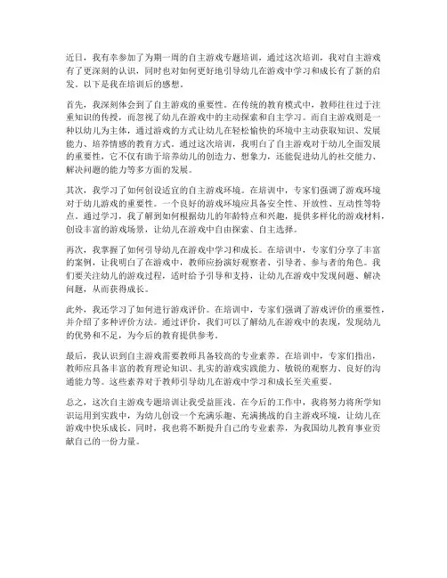 自主游戏专题培训后感想