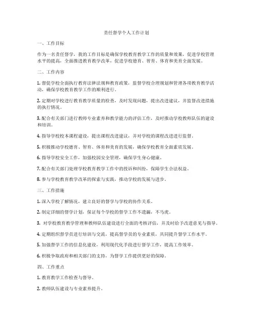 责任督学个人工作计划
