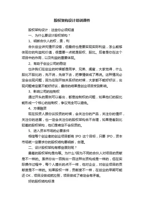股权架构设计培训课件