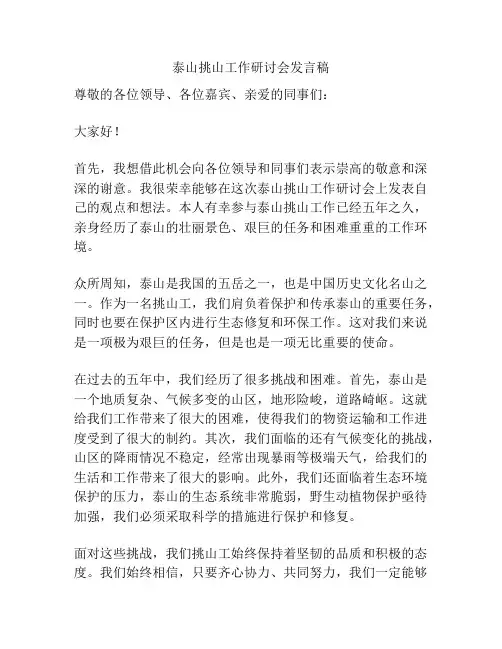泰山挑山工作研讨会发言稿