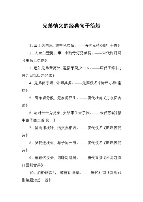 兄弟情义的经典句子简短