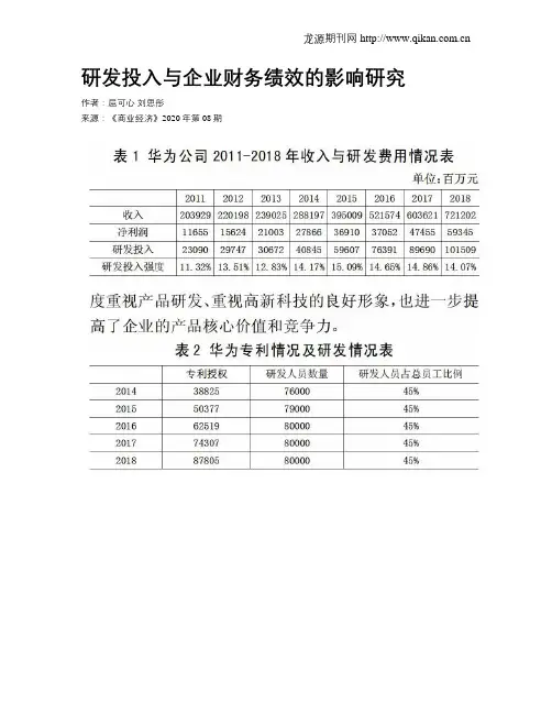 研发投入与企业财务绩效的影响研究